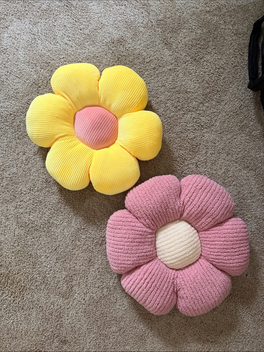Yellow and Pink Flower Plush Pillows